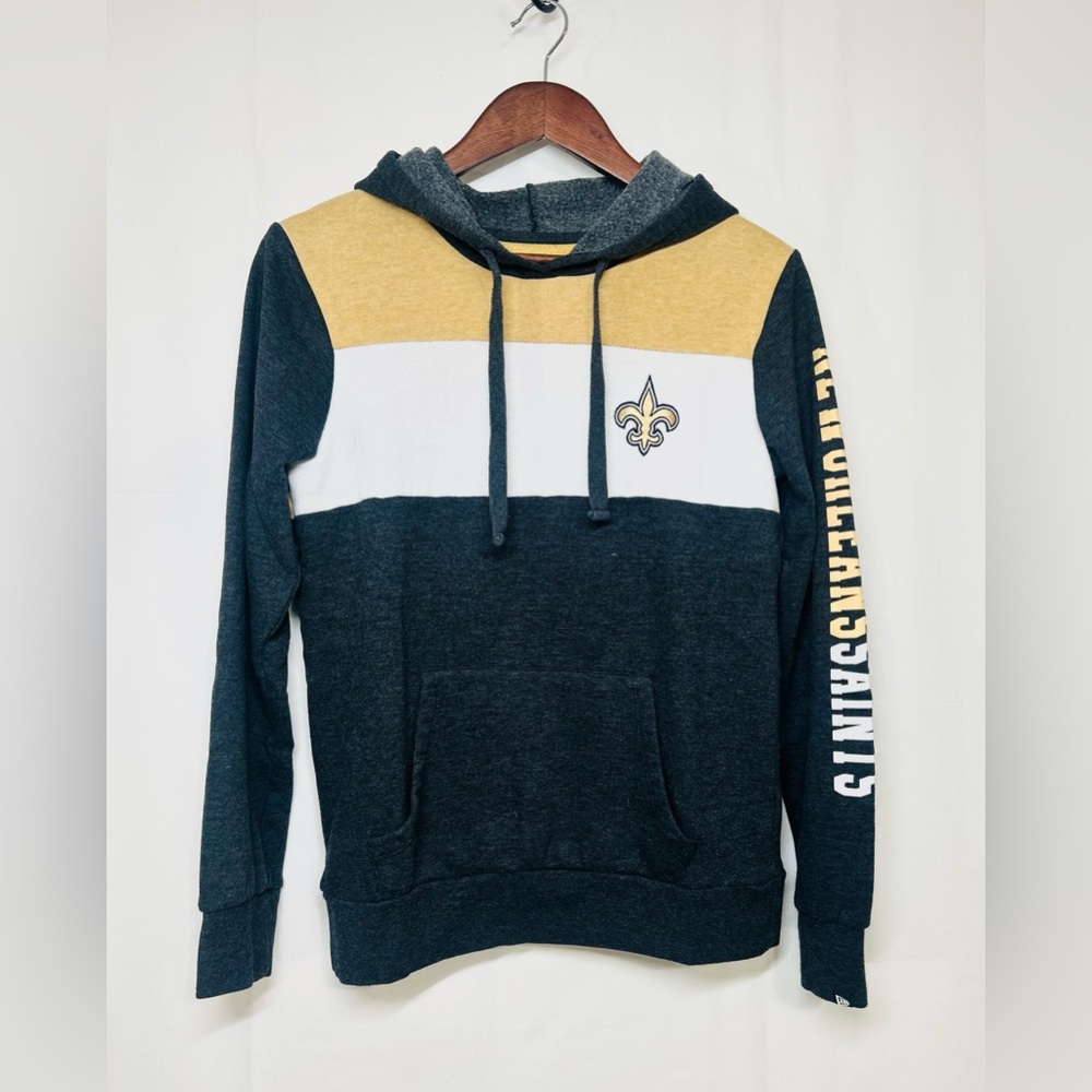 NFL New Orleans Saints Team Apparel Black and Gold Hoodie Small Logo on Chest